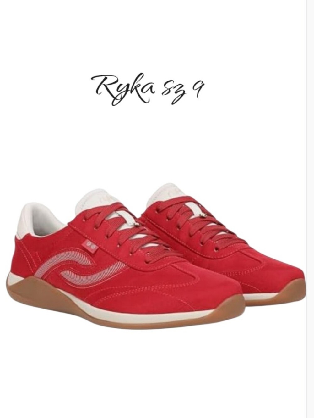 Ryka Era Retro Court Athletic Walking Shoes Red White Low Top Sz 9